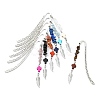 7Pcs 7 Styles Cross Dyed Synthetic Turquoise & Alloy Feather Charm Bookmarks AJEW-JK00350-1