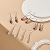 5 Pairs 5 Style Natural Mixed Gemstone Bullet Dangle Earrings EJEW-JE05079-2