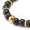 Round Synthetic Black Stone Beaded Stretch Bracelet with Crown for Women BJEW-JB07530-03-5