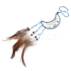 Chicken Feather Handmade Woven Net/Web with Feather Big Pendants AJEW-S080-006-3