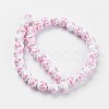 Handmade Flower Printed Porcelain Ceramic Beads Strands PORC-J006-A01-2