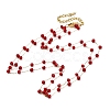 Ion Plating(IP) 304 Stainless Steel & Faceted Red Galss Link Chain Double Layer Necklaces for Women NJEW-K255-32G-4