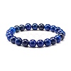 Natural Lapis Lazuli(Dyed) & Lava Rock Round Beads Stretch Bracelets Set BJEW-JB06982-03-3