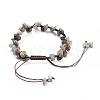 Adjustable Natural Labradorite Chip Beads Braided Bead Bracelets BJEW-JB04392-04-3