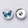 Mixed Color Butterfly Pattern Zinc Alloy Jewelry Snap Buttons for Real Bracelets X-GLAA-R031-M-2