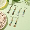 3 Pairs 3 Color Natural & Synthetic Mixed Gemstone Disc Beaded Dangle Earrings EJEW-JE05643-2