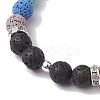 8mm Round 7-Color Natural Lava Rock & Shell Pearl Beaded Stretch Bracelets for Women Men BJEW-JB10330-01-4