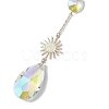 Glass Crystal Balls & Brass Sun Moon Pendant Ornament HJEW-JM02158-5