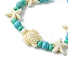 Turtle & Starfish Dyed Synthetic Turquoise Slider Bracelets BJEW-JB10279-01-2