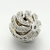 Brass Micro Pave Cubic Zirconia Hollow Round Beads ZIRC-M039-05P-10mm-RS-2