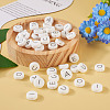 50Pcs 5 Style White Flat Round with Black Letter Silicone Beads SIL-TA0001-49-13