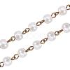 Handmade Round Glass Pearl Beads Chains for Necklaces Bracelets Making AJEW-JB00035-02-4