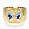 (Jewelry Parties Factory Sale)Brass Enamel Cuff Rings RJEW-S045-074-NR-3