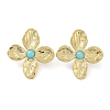 Natural Amazonite Flower Stud Earrings EJEW-L267-001G-08-1