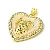 Mother's Day Real 18K Gold Plated Brass Micro Pave Clear Cubic Zirconia Pendants KK-H472-13G-07-2