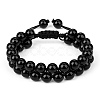 Natural Obsidian Braided Bead Bracelet BJEW-SW00001-19-1