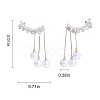 Clear Cubic Zirconia Leafy Branch with Imitation Pearl Dangle Stud Earrings JE1051A-2