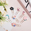 Globleland 7 Pcs 7 Style Rose Gold Tone Zinc Alloy Enamel Bookmarks AJEW-GL0001-88-4