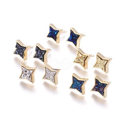 Brass Stud Earrings EJEW-J098-AG-1