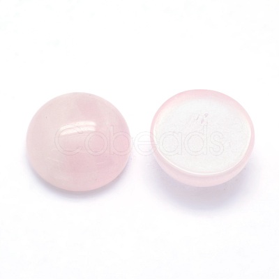 Natural Rose Quartz Cabochons X-G-P393-R20-12mm-1