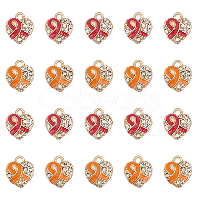 CHGCRAFT 20Pcs 2 Colors Alloy Rhinestone Pendants FIND-CA0007-26-1