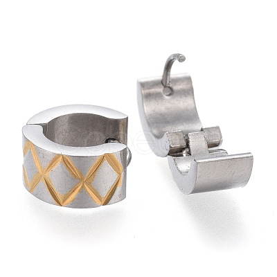 Two Tone 304 Stainless Steel Huggie Hoop Earrings EJEW-L252-009GP-1