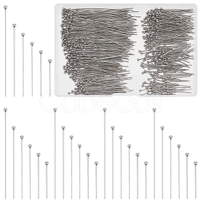 PandaHall Elite 600Pcs 6 Styles 304 Stainless Steel Ball Head Pins STAS-PH0005-49-1