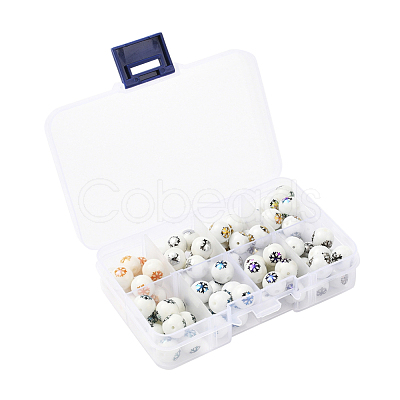 80Pcs 8 Colors Christmas Opaque Glass Beads EGLA-YW0001-02-1