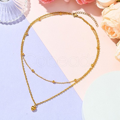 Double Layers Alloy Heart Pendant Necklaces NJEW-JN04925-1