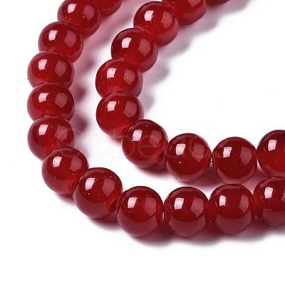 Baking Painted Imitation Jade Glass Round Bead Strands DGLA-Q021-8mm-29-1