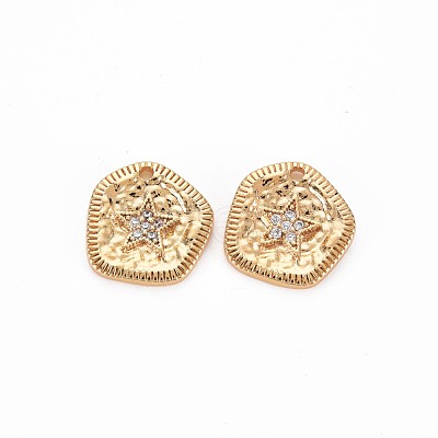 Brass Micro Pave Clear Cubic Zirconia Charms KK-S356-732-1