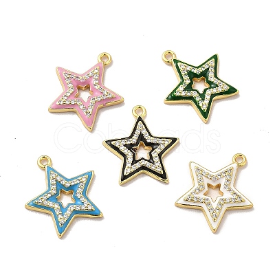 Brass Micro Pave Cubic Zirconia Charms KK-P230-08G-1