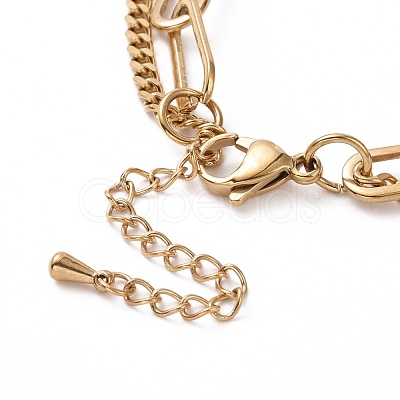 PVD Vacuum Plating 304 Stainless Steel Double Chains Multi Layered Necklace with Rings Charm for Women STAS-E155-15G-1