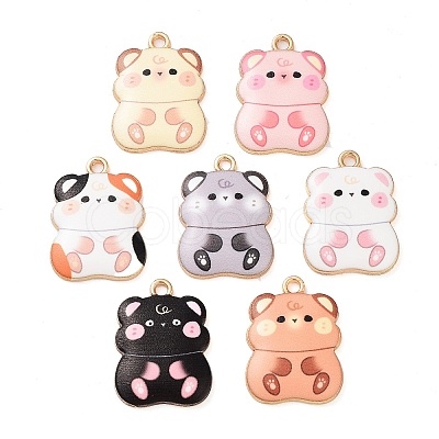 Rack Plating Alloy Enamel Pendants FIND-Q099-13G-1