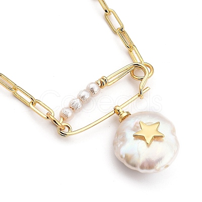 Natural Pearl Pendant Necklaces NJEW-JN03017-01-1