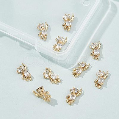 CHGCRAFT 12Pcs Brass Clear Cubic Zirconia Charms KK-CA0003-22-1