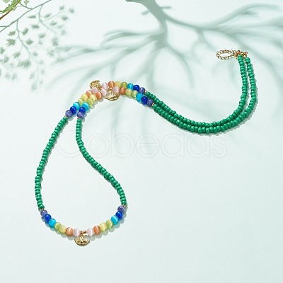 Glass Seed & Cat Eye Waist Beads NJEW-C00030-04-1