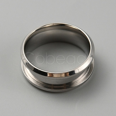 304 Stainless Steel Grooved Finger Ring Settings RJEW-WH0010-08A-P-1