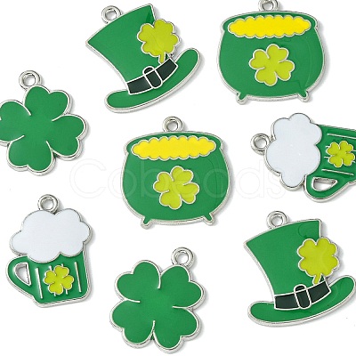 8Pcs 4 Style Saint Patrick's Day Theme Alloy Enamel Pendants ENAM-FS0001-72-1