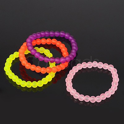 Stretchy Frosted Glass Beads Kids Bracelets for Children's Day BJEW-JB01768-1