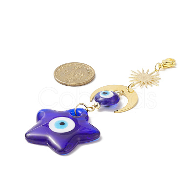 Handmade Evil Eye Lampwork Pendant Decoration Sets HJEW-JM00912-1