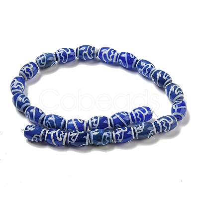 Blue Tibetan Style dZi Beads Strands TDZI-NH0001-C02-01-1