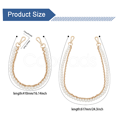 CHGCRAFT 2Pcs 2 Style Plastic Imitation Pearl Beaded Double Strand Bag Handles DIY-CA0005-94-1