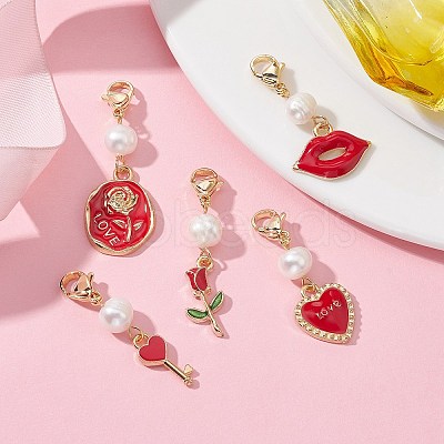 Valentine's Day Alloy Enamel Pendants Decorations HJEW-JM01245-1