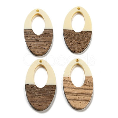 Opaque Resin & Walnut Wood Pendants RESI-XCP0002-12-1