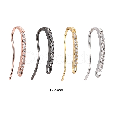 4 Pairs 4 Colors Brass Micro Pave Clear Cubic Zirconia Earring Hooks ZIRC-ZZ0001-01-1