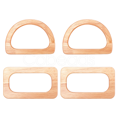 CHGCRAFT 4Pcs 2 Styles Wooden Bag Handle WOOD-CA0001-29B-1