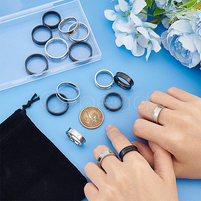 Unicraftale 16Pcs 16 Styles 201 Stainless Steel Grooved Finger Ring Settings STAS-UN0051-07-1