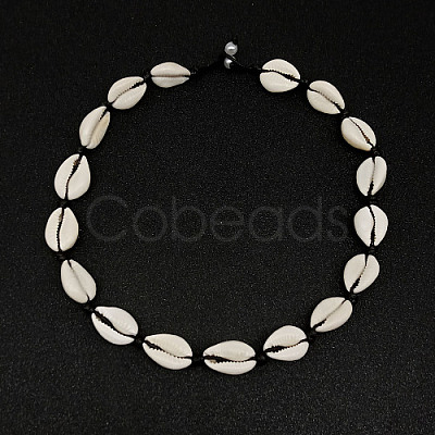 Natural Shell Braided Bead Necklaces KR7038-2-1