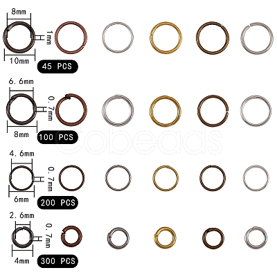 3870Pcs 24 Style Iron Open Jump Rings IFIN-SZ0001-30-1